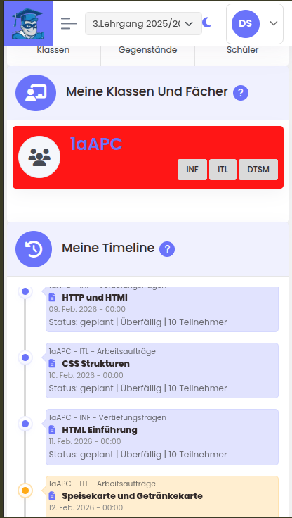 Das Dashboard von Notenheld am Handy