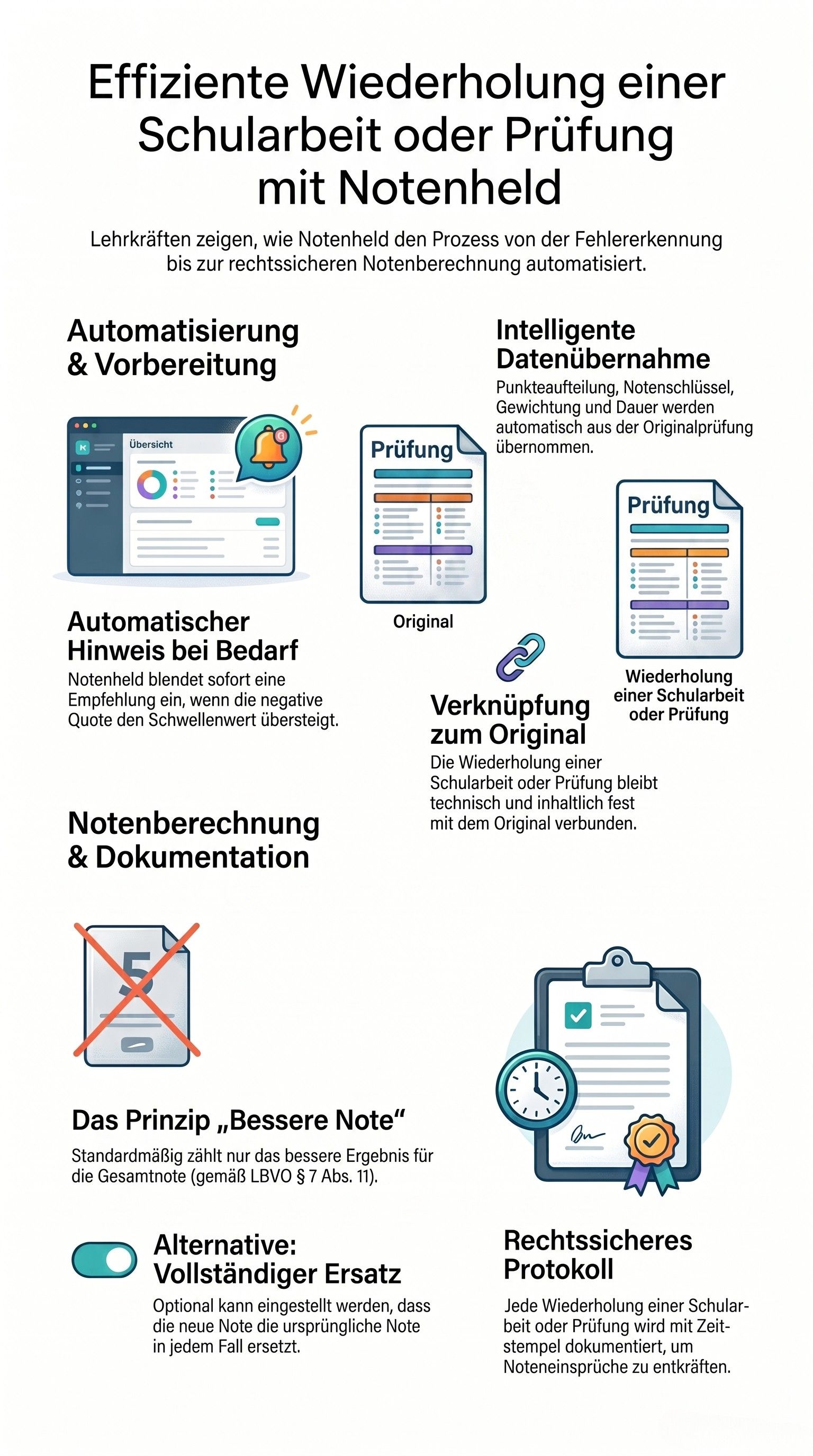 Infografik: Ablauf der Wiederholung einer Schularbeit