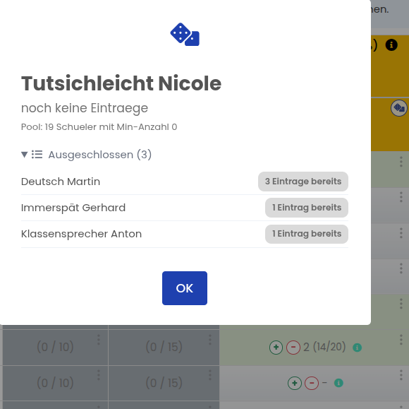 Mitarbeit per Klick: Schnellerfassung +/− und Zufallsgenerator