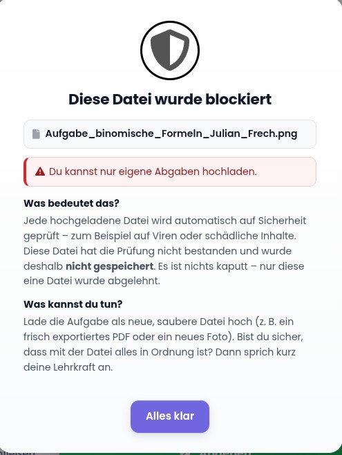 Sicher & DSGVO-konform: Virenscan, Formatprüfung, getrennte Zugriffe