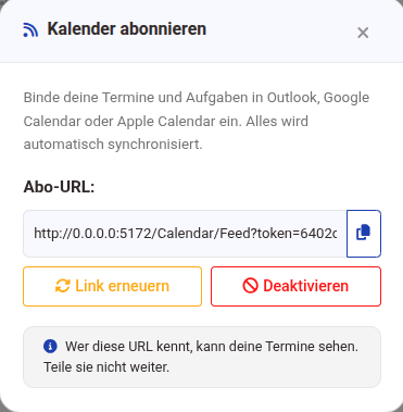 Kalender-Abo einrichten