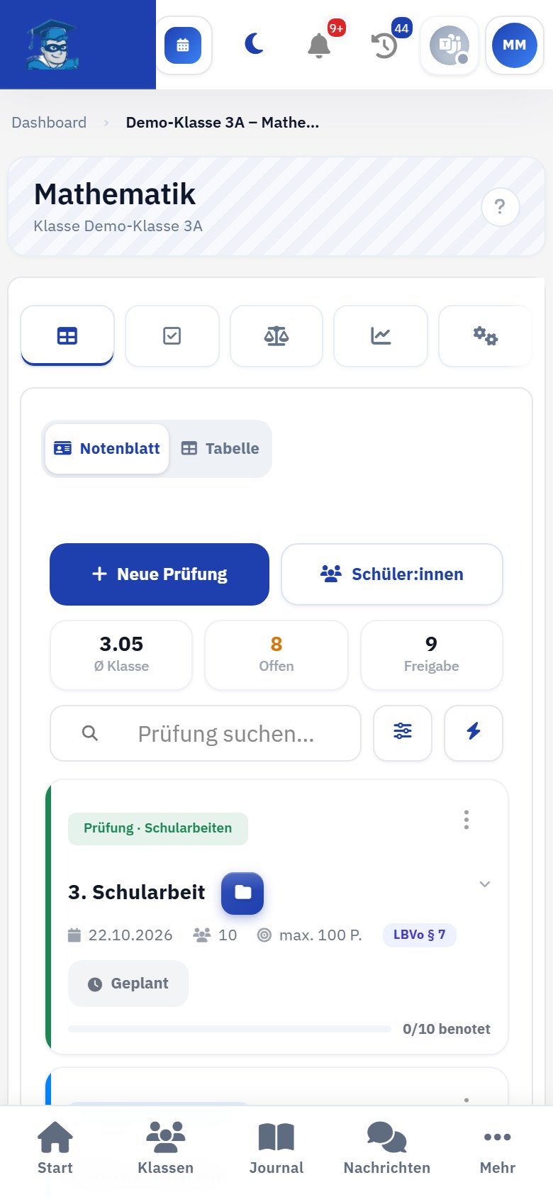 Dasselbe Notenblatt am Handy